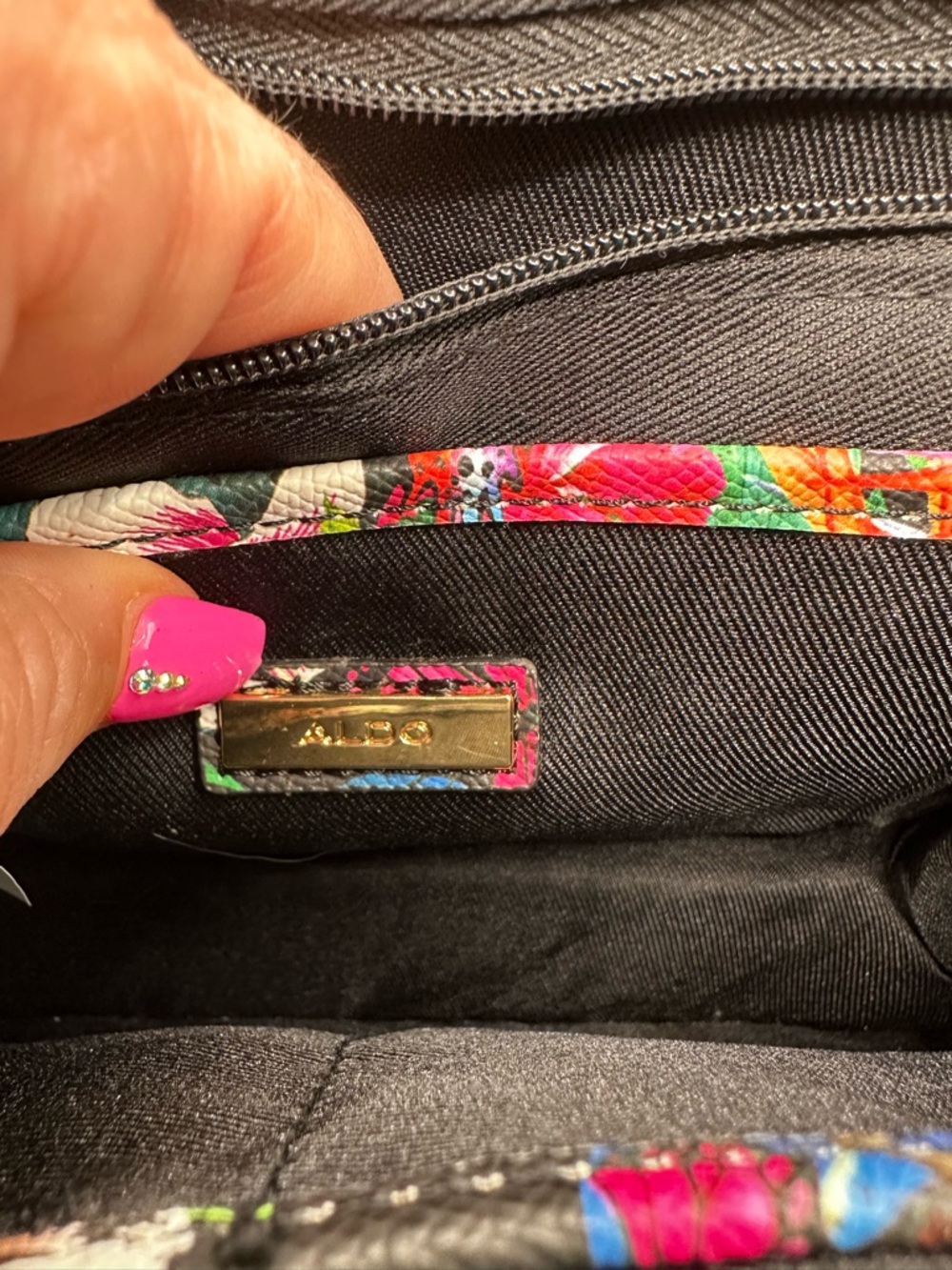 Aldo Tropical Floral Top-Handle Satchel - Multicolor w/removable crossbody - Picture 10 of 14